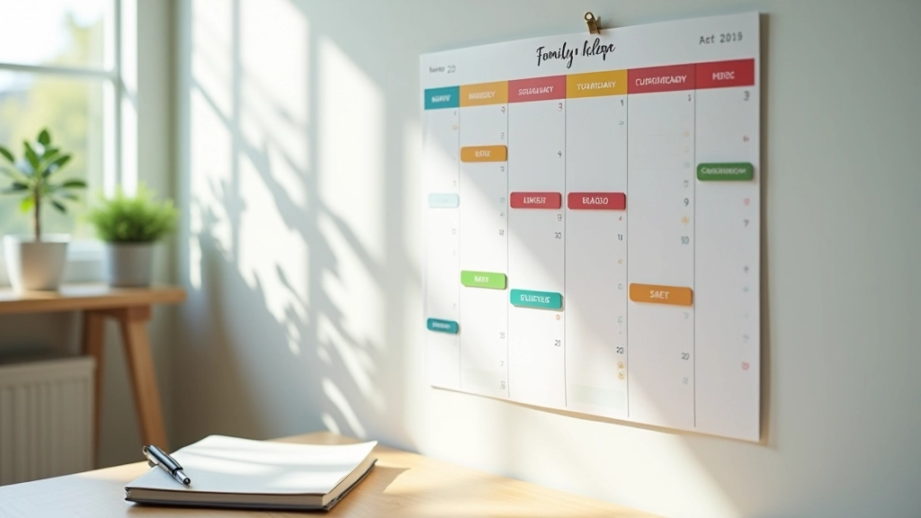 Familienkalender mit Finanzzielen und monatlichen Terminen